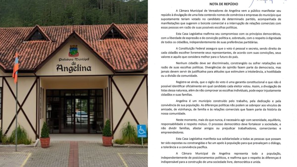 Vereadores de esquerda e direita se unem em nota de repúdio após listas de boicote a comércios por política em SC