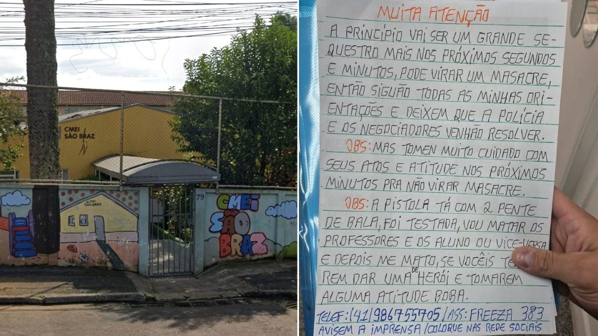 Homem armado escreveu carta, pediu presença da imprensa e fez ameaça de massacre com reféns em creche de Curitiba