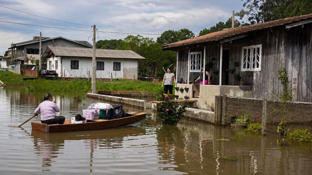 Sobe para 12 o número de famílias desabrigadas após rio ultrapassar cota de enchente e chegar e 7,14 metros em SC
