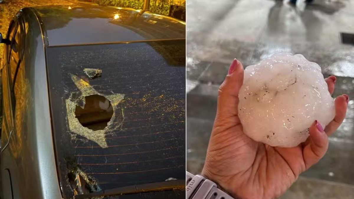 Ventos de 100 km/h: granizo de até 12 cm atinge hospital infantil e quebra para-brisas de ambulâncias no Paraguai