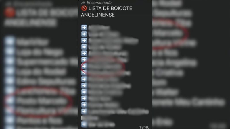 Lista divulgada na região de Angelina - Reprodução/ND Mais